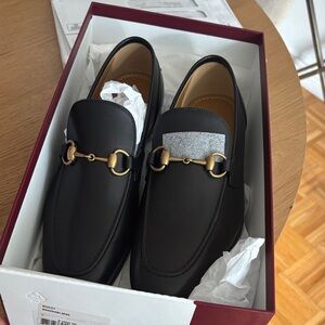 Gucci Black Leather Horsebit Slip-On Loafers